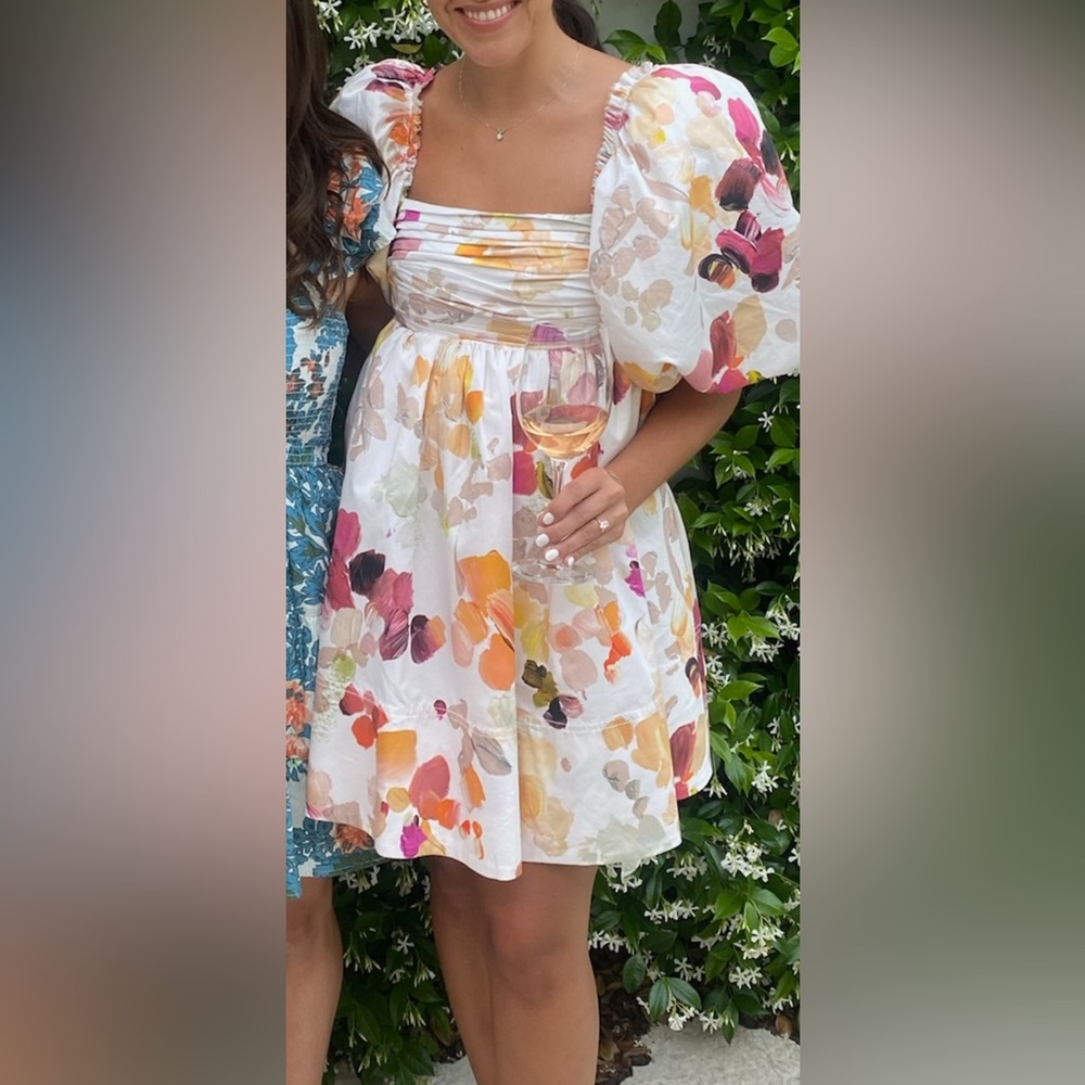 Aje Floral Puff Sleeve Dress